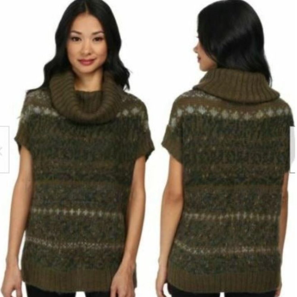 FREE PEOPLE Snow Bunny Fair Isle Sweater Tunic Green S $168